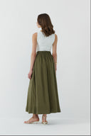 HAKİ İPEK CUPRO GENİŞ ETEK - Clande