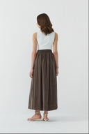 KAHVE İPEK CUPRO GENİŞ ETEK - Clande