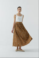 TABA KARAMEL NAKIŞLI ETEK - Clande
