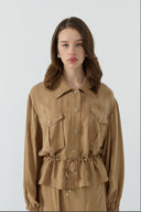 CAMEL BÜZGÜLÜ İPEK CUPRO KISA GÖMLEK - Clande