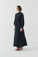 SİYAH DANTEL DETAYLI MODAL GÖMLEK - Clande