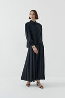 SİYAH DANTEL DETAYLI MODAL GÖMLEK - Clande