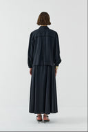 SİYAH DANTEL DETAYLI MODAL GÖMLEK - Clande