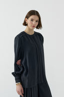 SİYAH ALLER DETAYLI MODAL BLUZ - Clande