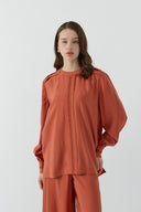 KİREMİT ALLER DETAYLI MODAL BLUZ - Clande