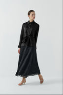 SİYAH BAĞLAMALI GÖMLEK - Clande