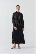 SİYAH BAĞLAMALI GÖMLEK - Clande