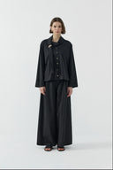 SİYAH METAL AKSESUARLI FULARLI GÖMLEK - Clande