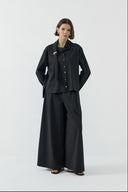 SİYAH METAL AKSESUARLI FULARLI GÖMLEK - Clande