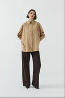 CAMEL BİYE DETAYLI GÖMLEK - Clande