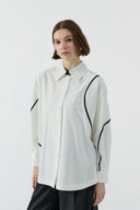 EKRU BİYE DETAYLI GÖMLEK - Clande