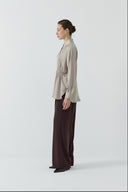 VİZON BEL LASTİKLİ PARLAK GÖMLEK - Clande