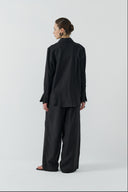 SİYAH NAKIŞLI KETEN GÖMLEK - Clande