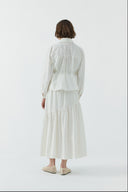 EKRU ÇİÇEK KUŞAKLI KISA GÖMLEK