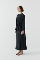 SİYAH BAĞLAMALI İPEK CUPRO BLUZ - Clande