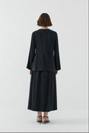 SİYAH BAĞLAMALI İPEK CUPRO BLUZ - Clande