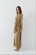 CAMEL BAĞLAMALI İPEK CUPRO BLUZ - Clande