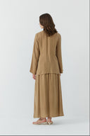 CAMEL BAĞLAMALI İPEK CUPRO BLUZ - Clande