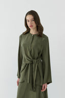 HAKİ BAĞLAMALI İPEK CUPRO BLUZ - Clande