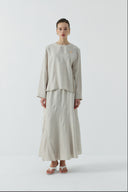 BEJ METAL AKSESUARLI KETEN BLUZ - Clande