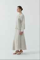 BEJ METAL AKSESUARLI KETEN BLUZ - Clande