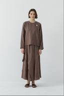 KAHVE METAL AKSESUARLI KETEN BLUZ - Clande