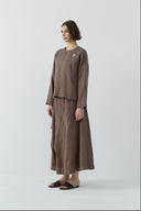 KAHVE METAL AKSESUARLI KETEN BLUZ - Clande