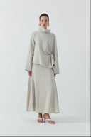 BEJ BÜZGÜLÜ KETEN BLUZ - Clande