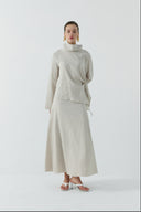 BEJ BÜZGÜLÜ KETEN BLUZ - Clande