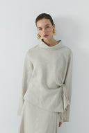 BEJ BÜZGÜLÜ KETEN BLUZ - Clande