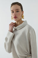 BEJ BÜZGÜLÜ KETEN BLUZ - Clande