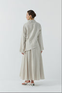 BEJ BÜZGÜLÜ KETEN BLUZ - Clande