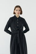 SİYAH BAĞLAMALI İPEK CUPRO ELBİSE - Clande