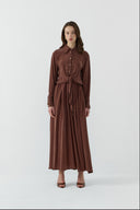 SOĞAN BAĞLAMALI İPEK CUPRO ELBİSE - Clande