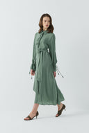 MİNT BİYELİ İPEK CUPRO ELBİSE