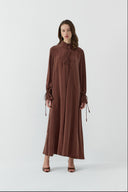 SOĞAN BİYELİ İPEK CUPRO ELBİSE - Clande