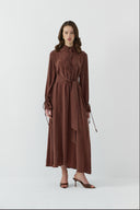 SOĞAN BİYELİ İPEK CUPRO ELBİSE - Clande