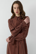 SOĞAN BİYELİ İPEK CUPRO ELBİSE - Clande