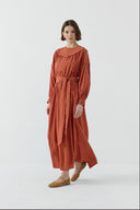 KİREMİT DÜĞME DETAYLI MODAL ELBİSE