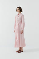 PEMBE NERVÜR DETAYLI PAMUKLU ELBİSE - Clande