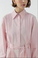 PEMBE NERVÜR DETAYLI PAMUKLU ELBİSE - Clande