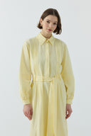 SARI NERVÜR DETAYLI PAMUKLU ELBİSE - Clande