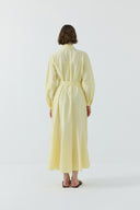 SARI NERVÜR DETAYLI PAMUKLU ELBİSE - Clande