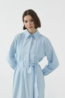 MAVİ NERVÜR DETAYLI PAMUKLU ELBİSE - Clande