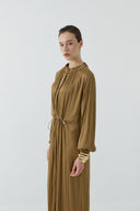 VİZON BÜZGÜLÜ PARLAK ELBİSE - Clande