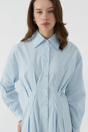 MAVİ KONTRAST RENKLİ PAMUKLU GÖMLEK ELBİSE - Clande