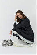 SİYAH KONTRAST RENKLİ PAMUKLU GÖMLEK ELBİSE - Clande