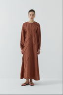 TARÇIN DIŞTAN DİKİŞLİ KETEN ELBİSE - Clande