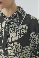 SİYAH DESENLİ İPEK CUPRO ELBİSE - Clande