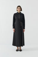 SİYAH KUŞGÖZÜ DETAYLI PAMUKLU ELBİSE - Clande